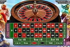 Age of the Gods Roulette table and wheel in the middle of the game