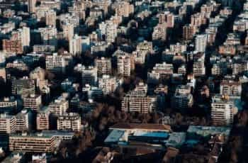 Numerous apartment blocks in Santiago, Chile.