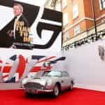 James Bond’s Aston Martin car at the World Premiere of ‘No Time To Die’ at the Royal Albert Hall, 2021.