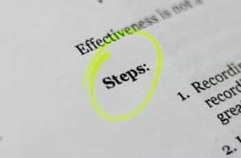 A piece of paperwork with the word ‘Steps’ circled with a yellow highlighter pen.